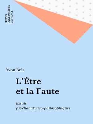 cover image of L'Être et la Faute